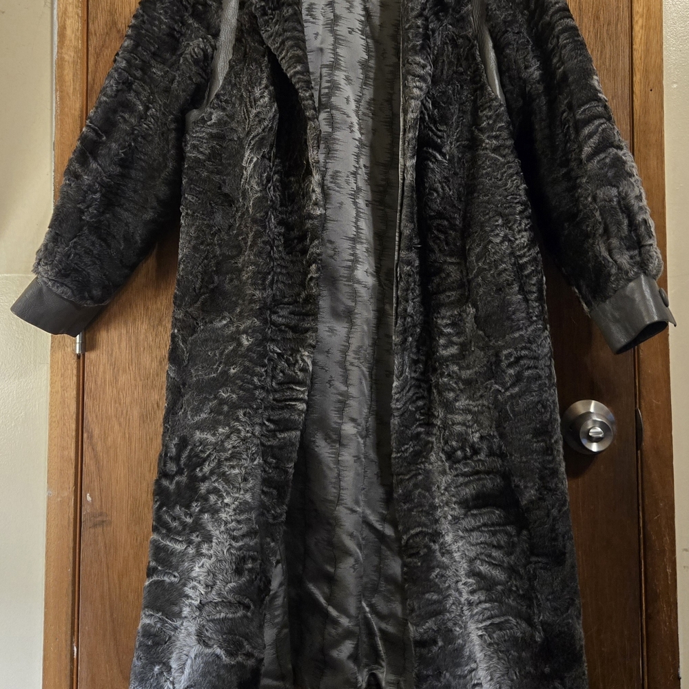 Luxurious Genuine Grey Persian Lamb Fur Coat